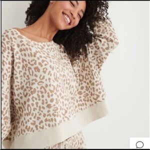 Aerie Cheetah Print Boat Neck Sweater